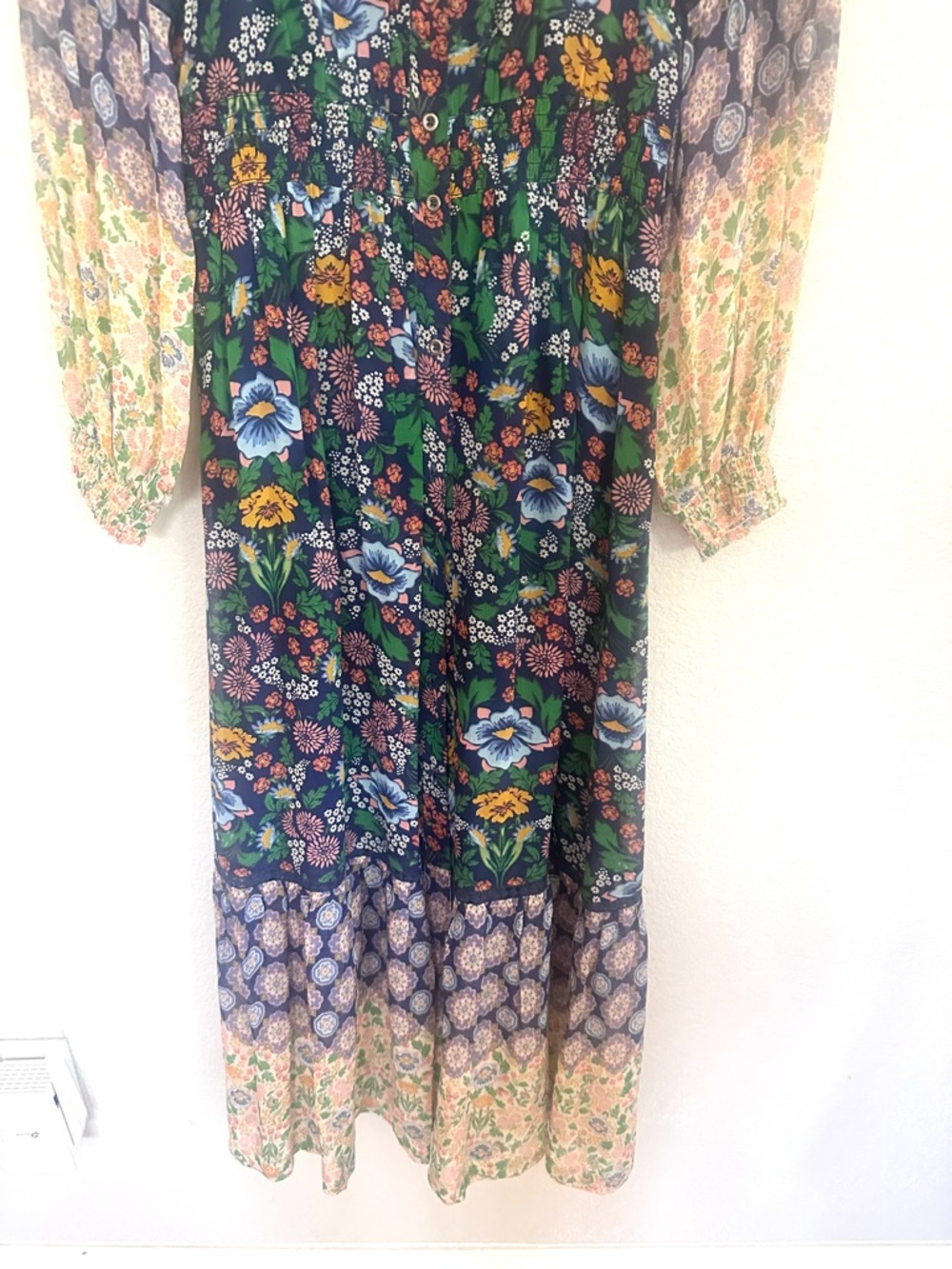 Maeve Anthropologie Ondine Floral Tiered Maxi Dress - Blue Multicolor - Picture 12 of 14